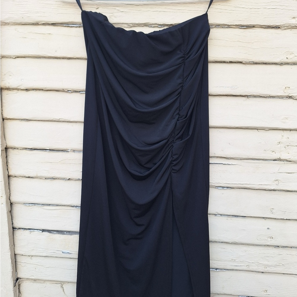 Online Elegant Black Draped Dress